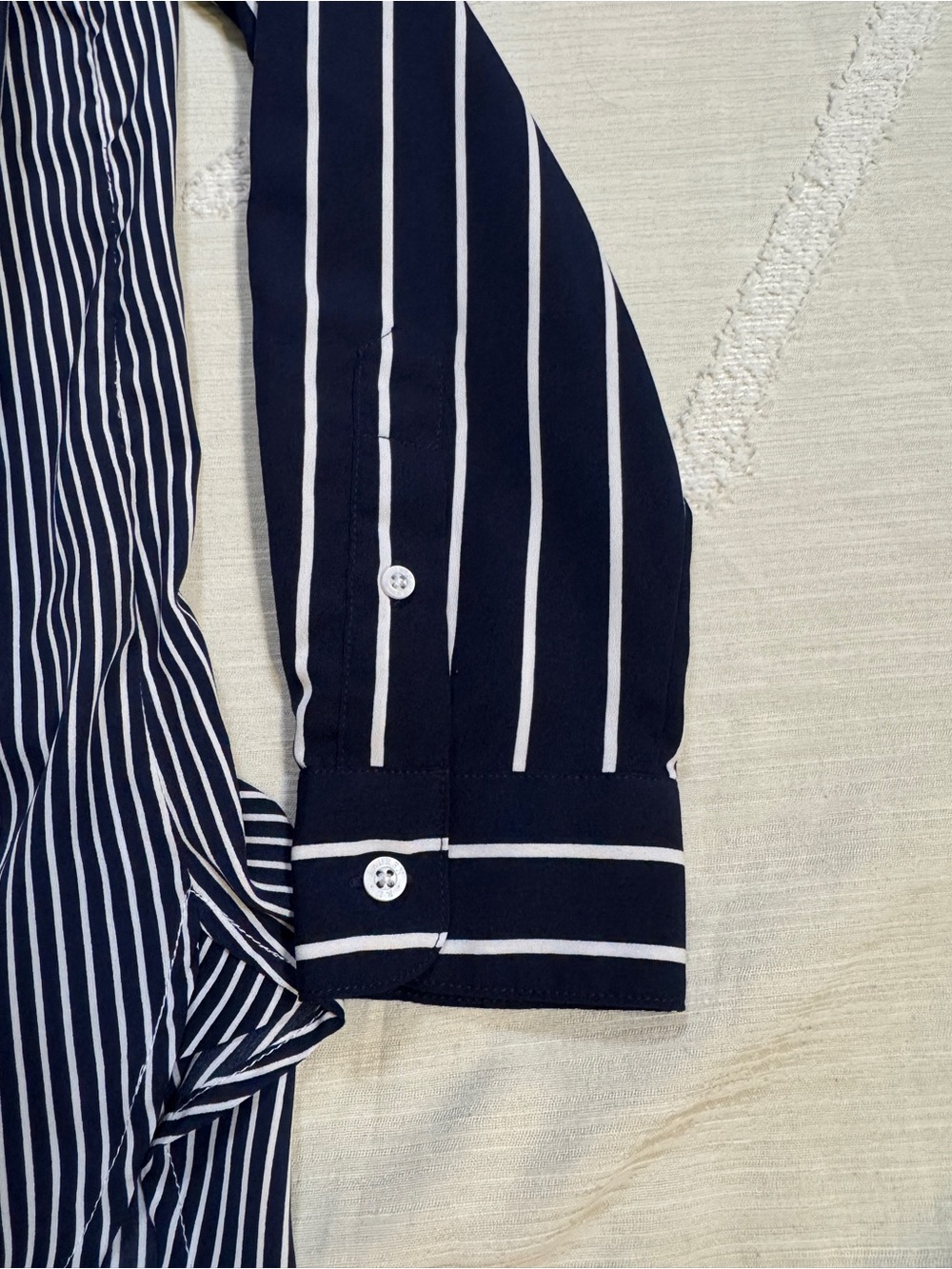 Lauren Ralph Lauren Women’s Medium Navy White Mixed Stripe Tunic Blouse Nautical - Picture 7 of 10